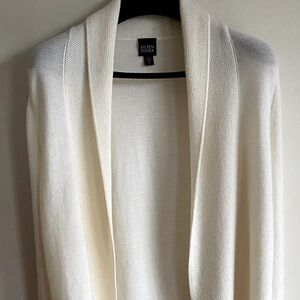 Eileen Fisher Open Front Ivory Women's  Merino Wool Cardigan M